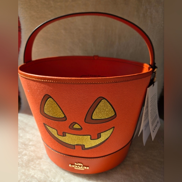 Coach Halloween Jack-O-Lantern Pumpkin Treat Bucket NWT - Picture 6 of 11